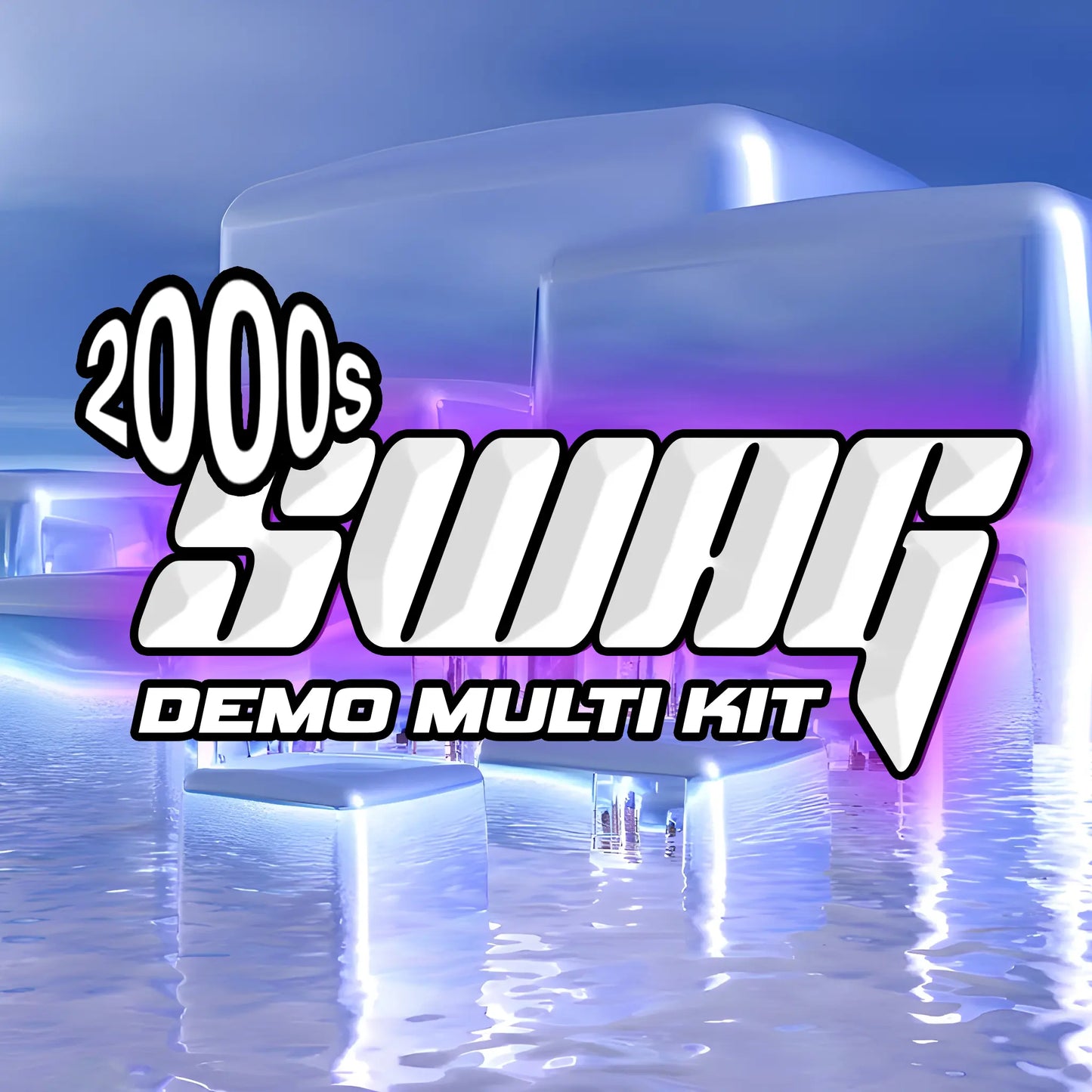 Cover for '2000s Swag Demo Multi Kit' with ice cubes and reflective surface.